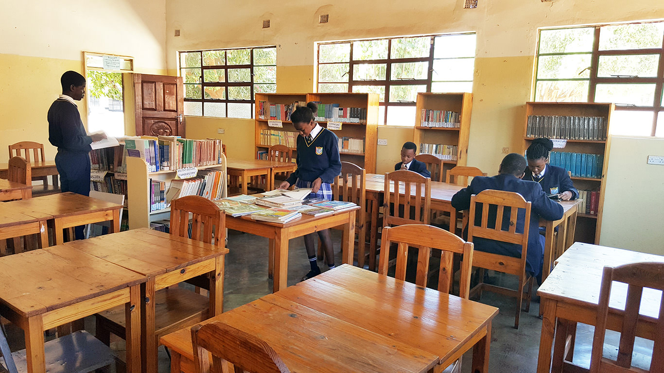 Students in the library